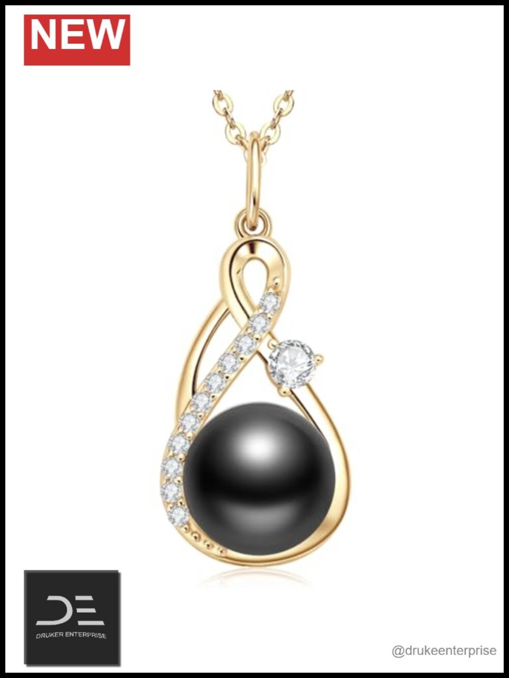 Sterling Silver Genuine Tahitian Cultured Black Pearl Pendant Necklace 18" 10mm